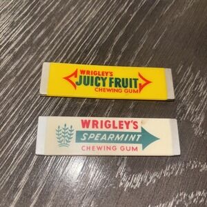 Lot 2 Vintage Wrigley's Stick‎ Chewing Gum Fridge Magnets Juicy Fruit Spearmint